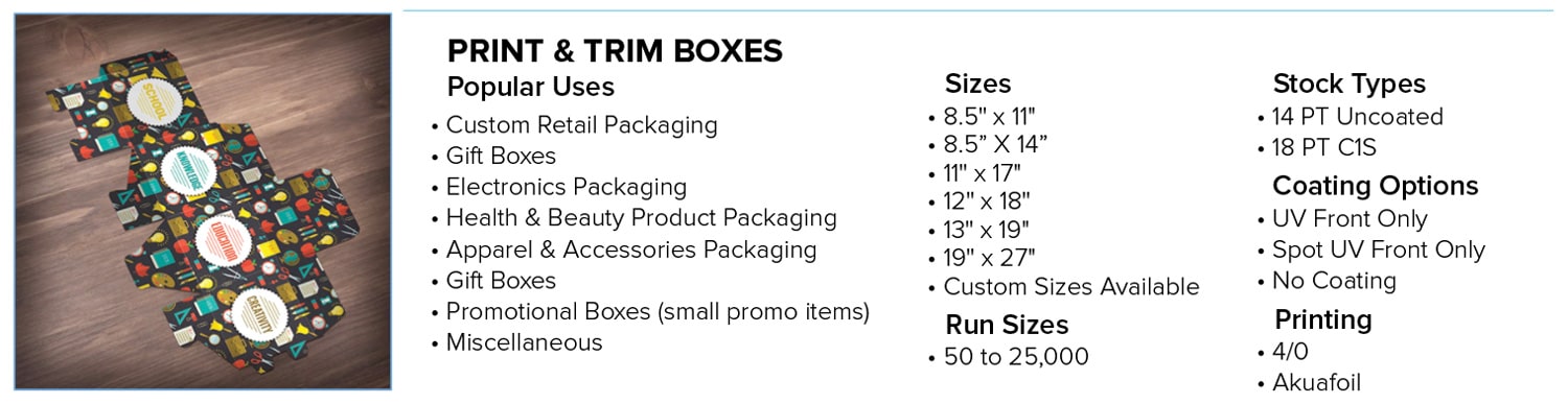 Print & Trim Boxes Custom Paper Boxes Vulcan Information Packaging